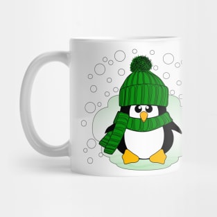 Christmas Boy Penguin with Green Hat and Scarf Mug